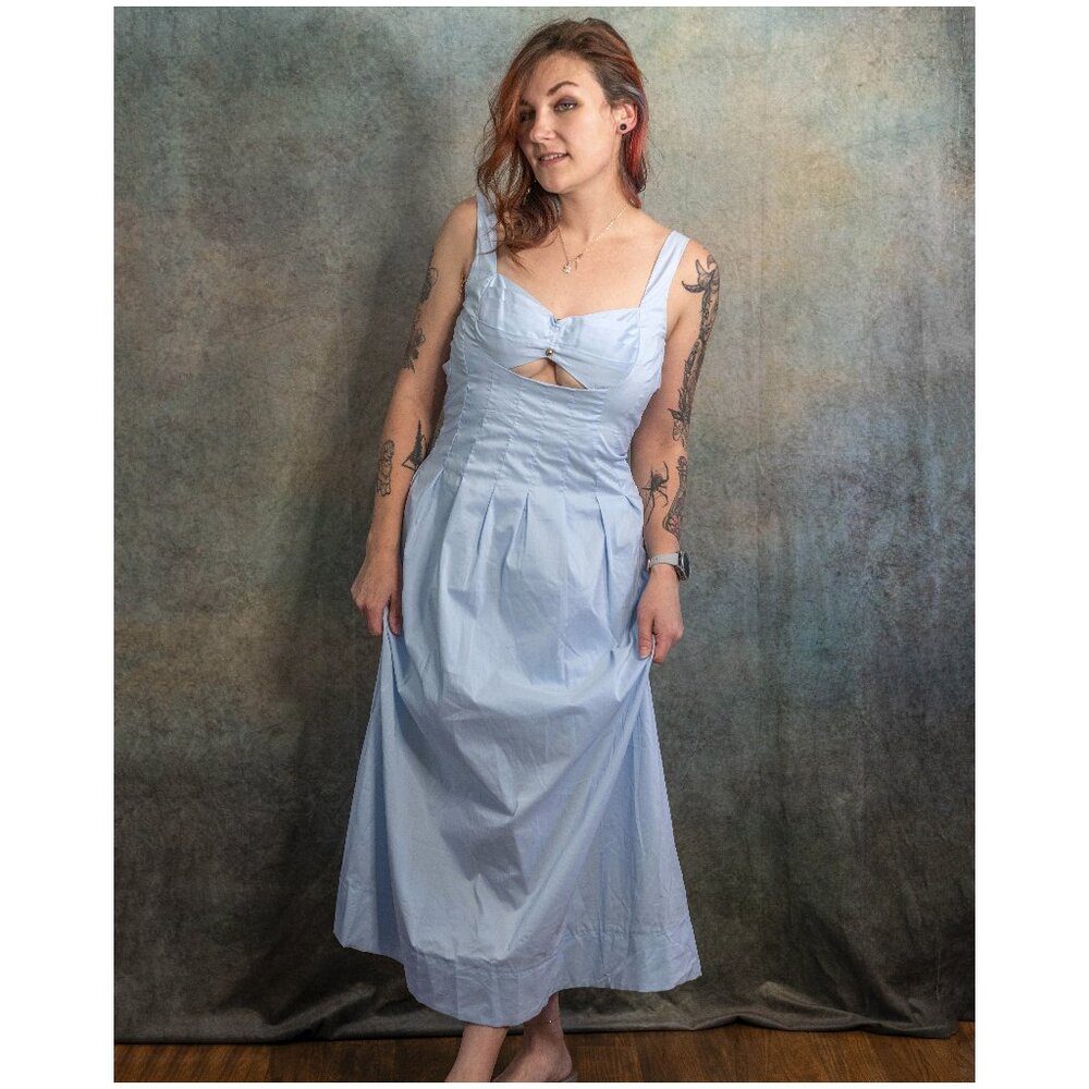 Petal & Pup Pastel Powder Blue Cutout Pleated Swing Dress - XS